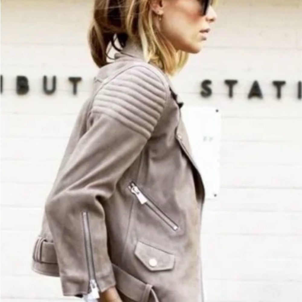 Anine Bing Taupe Suede Moto Jacket